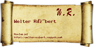 Welter Róbert névjegykártya